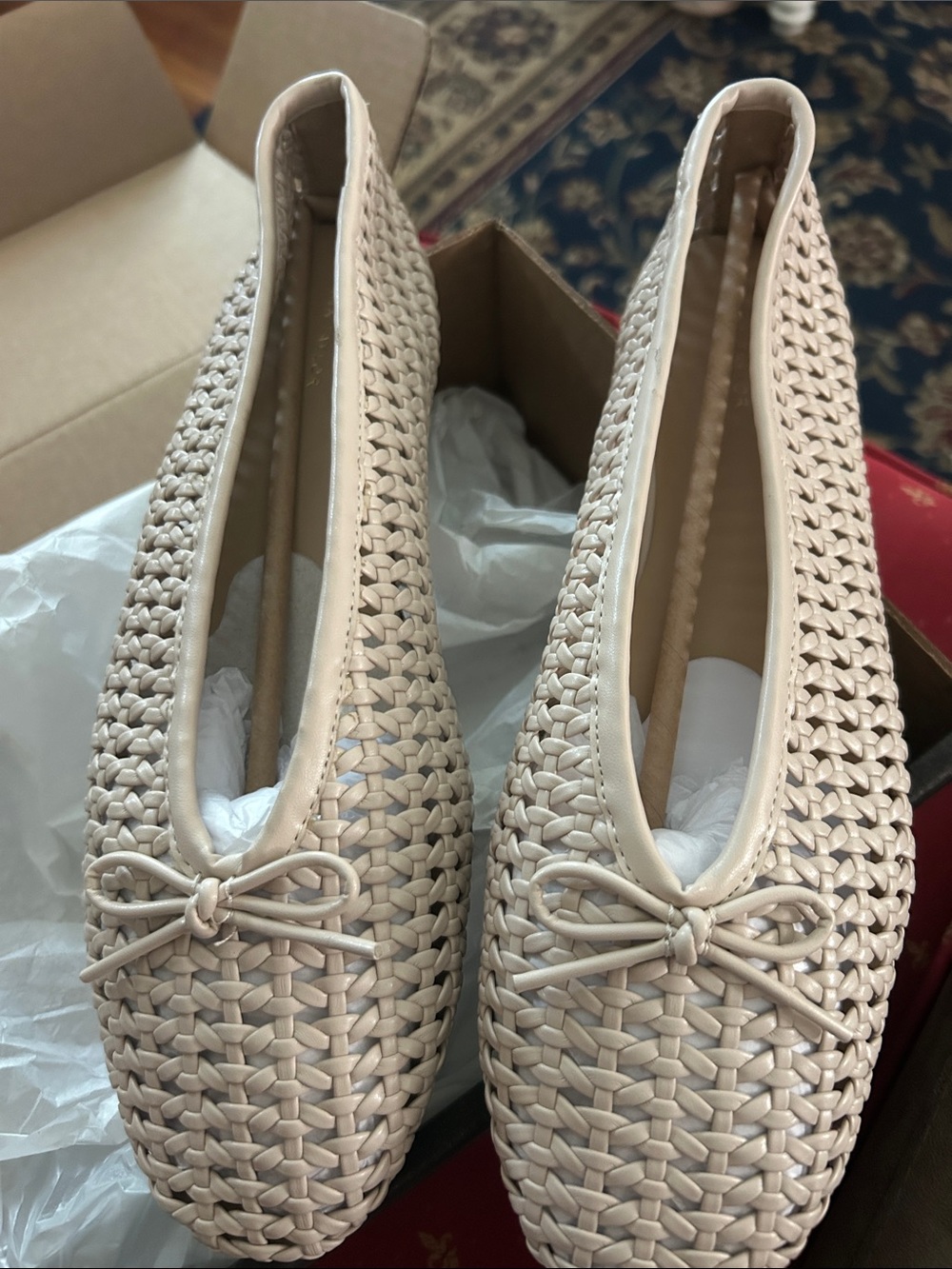 Ann Taylor Woven Ballet Flats in Neutral Beige